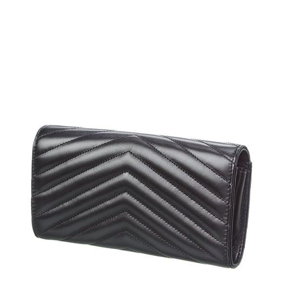 Saint Laurent Cassandre Matelasse Leather Wallet, Black - Picture 2 of 5